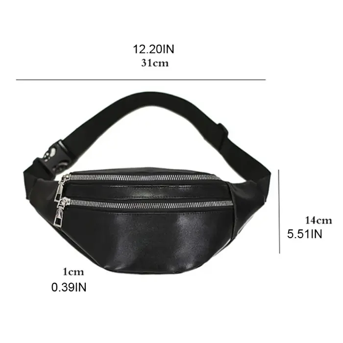 Fanny Packs Sac de taille avec poches zippées Ceinture réglable en cuir PU pour hommes et femmes Voyage de mode