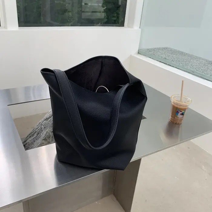 Grand sac seau en cuir PU pour femmes, fourre-tout élégant, sac à bandoulière de luxe de styliste, s