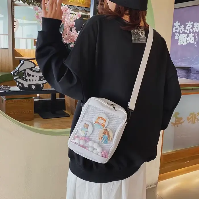 Kawaii Mini sacs à bandoulière pour femmes mignon PVC Transparent petit clair rose Ita sac noir blanc
