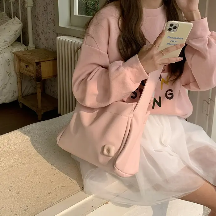 Sacs à bandoulière roses en cuir Pu souple pour femmes