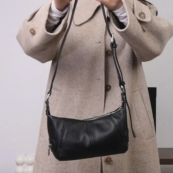 Sac bandoulière en cuir véritable pour femme