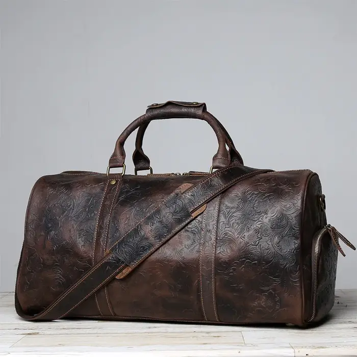 Baotou-Fourre-tout en cuir gaufré vintage