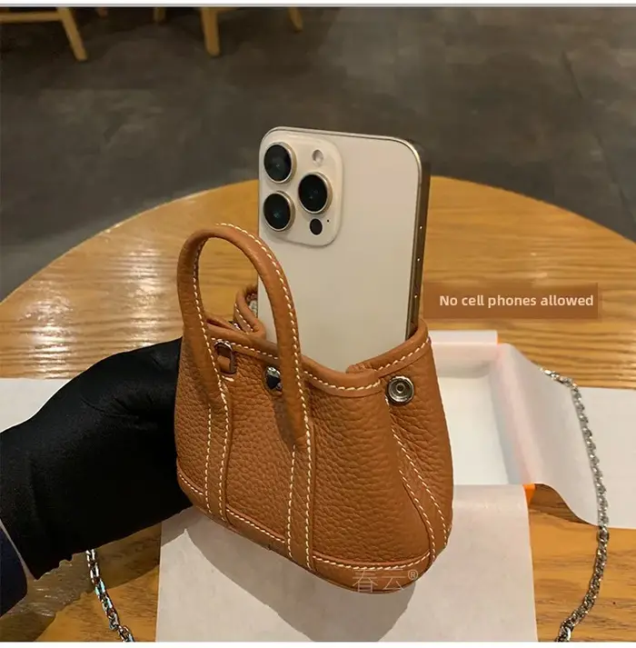 Mini sac de luxe en cuir véritable cousu main avec fil ciré