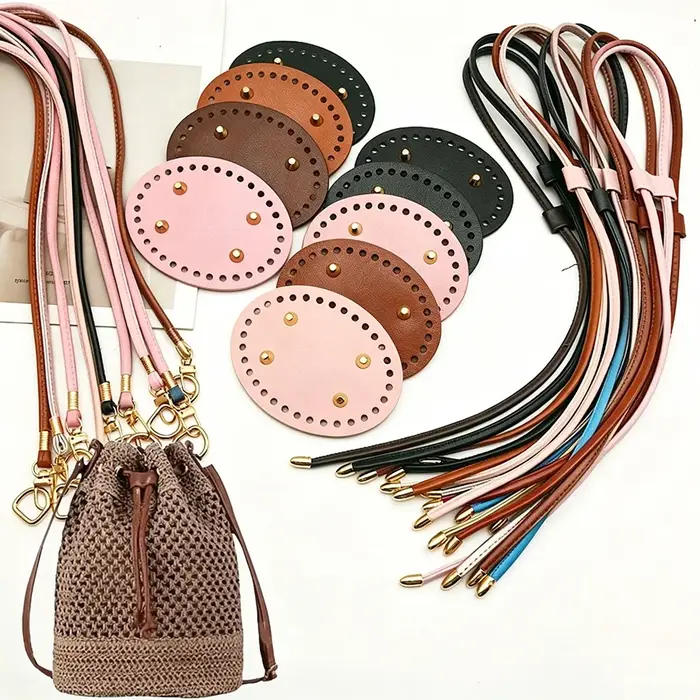 Kit de fabrication de sacs DIY 3 pièces avec sangle d'épaule en cuir PU et base de sac seau