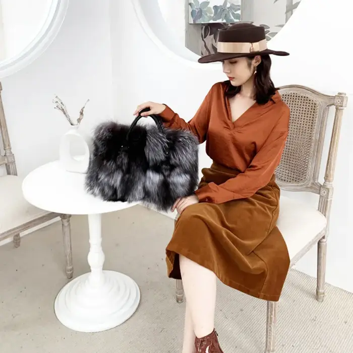 Sac à Main en Fourrure de Renard group pour Femme