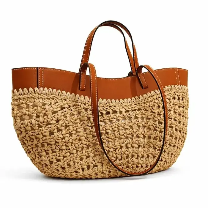 Petit sac fourre-tout tissé décontracté au design original, nouveau sac tissé à empiècements, sac de plage d'été, sac à bandoulière