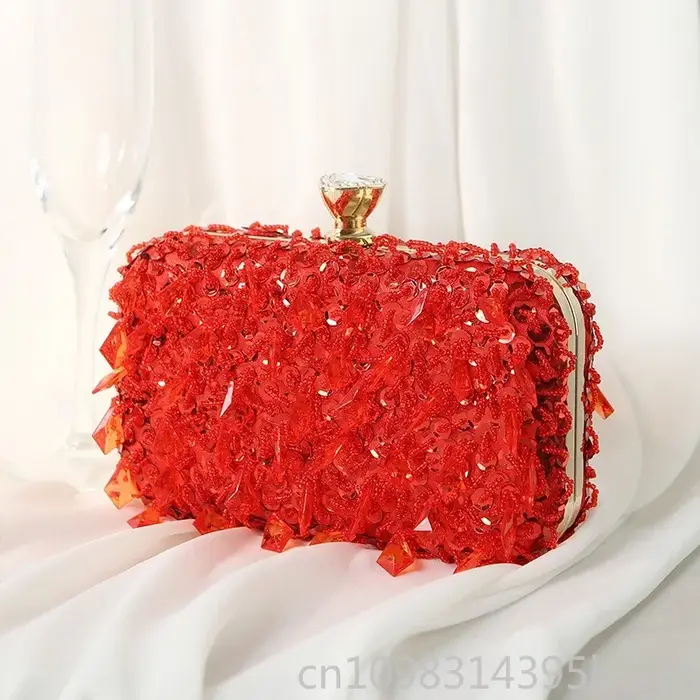 Pochette de soirée élégante faite à la main avec perles pour fête
