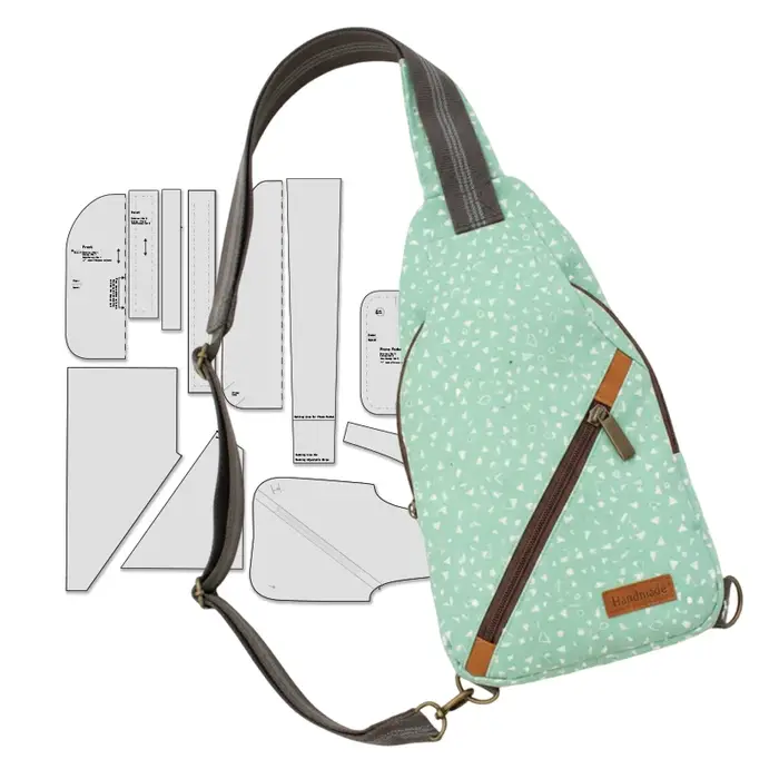 Sac à bandoulière avec poche pour téléphone sur sangle, motifs de couture, modèles de couture de sac