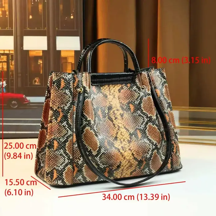 Nouveau Sac à Main Femme Haut de Gamme Grande Capacité Motif Serpent Tendance 2026 – Sac Seau Polyvalent Porté Épaule ou Croisé