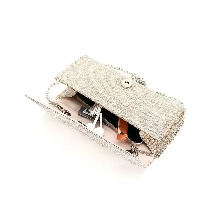 Nouvelle pochette de soirée brillante à paillettes couleur argent