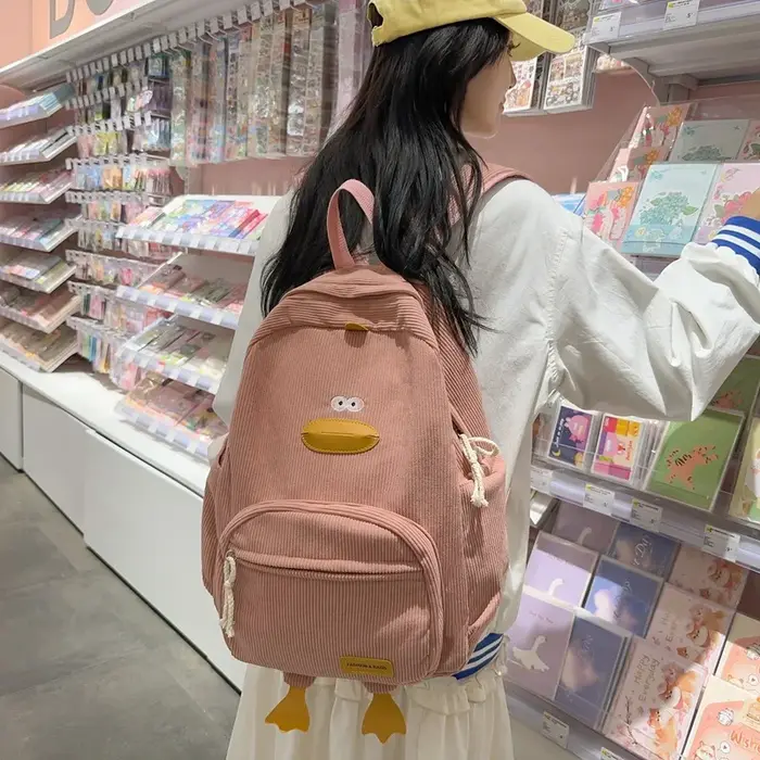 Sac à dos imperméable en velours côtelé pour femme