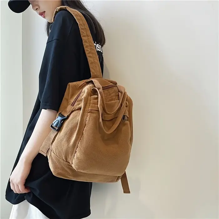 Sac à dos rétro de couleur unie pour femmes