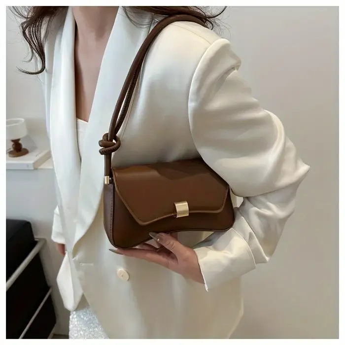 Sac à main rétro en PU pour femme - Design léger à rabat