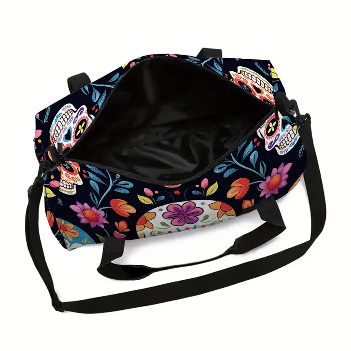 Sac de voyage coloré à grande capacité avec motif de crâne pour garçon/fille