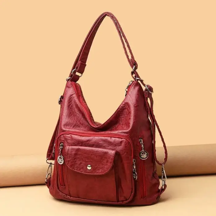 Sac seau sous les bras en cuir PU, multi-fermeture éclair, grande capacité, multi-poches, sac à bandoulière simple pour femmes