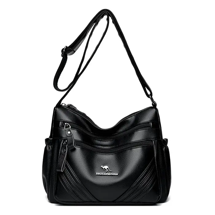 Sac à bandoulière tendance en cuir pour femmes, sac à bandoulière tendance Portable noir de grande c