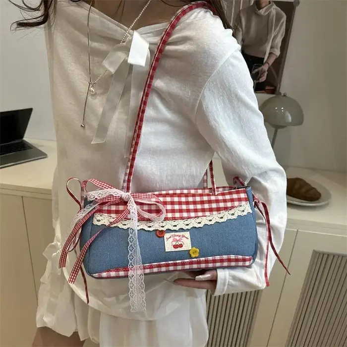 Sacs à bandoulière en dentelle à carreaux pour femmes