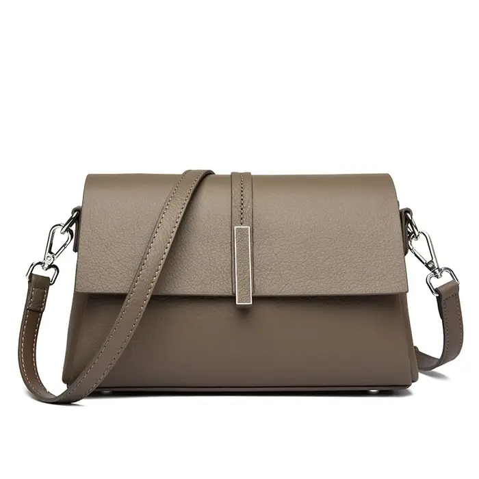 Sac à bandoulière pour femme en cuir véritable marron