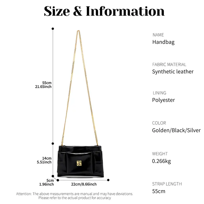 Sacs à bandoulière élégants de luxe en cuir – Logos plaqués or, sangles de chaîne durables, artisana