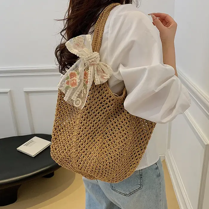 Sac fourre-tout d'été en dentelle avec nœud pour femme
