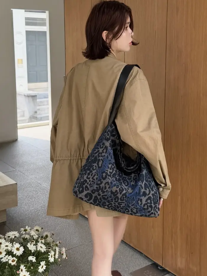 Sac fourre-tout de luxe en toile à motif léopard