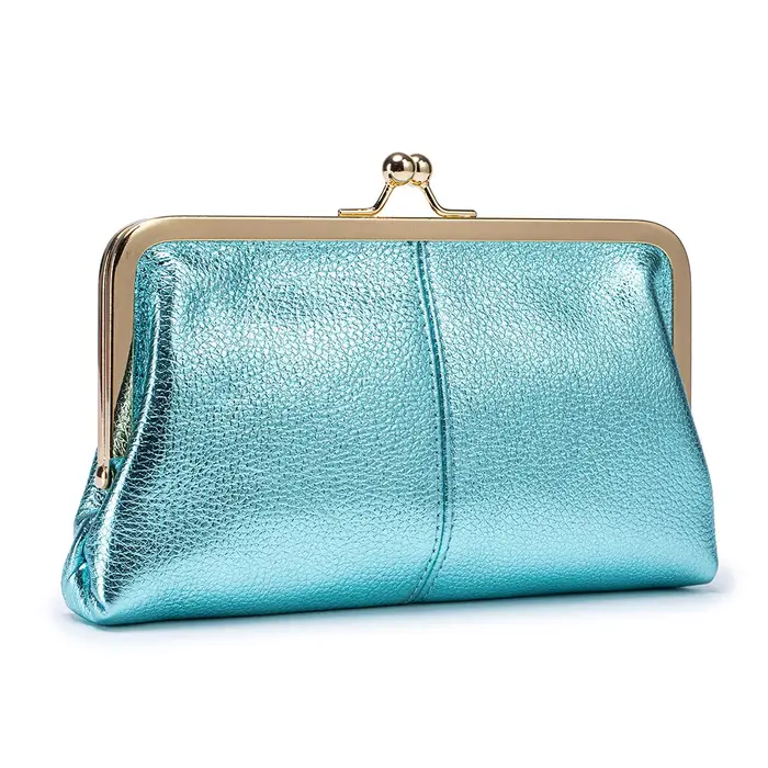 Portefeuille long en cuir véritable pour femme