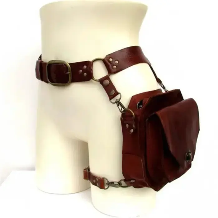 Sac de taille carré Punk rétro en PU pour femmes