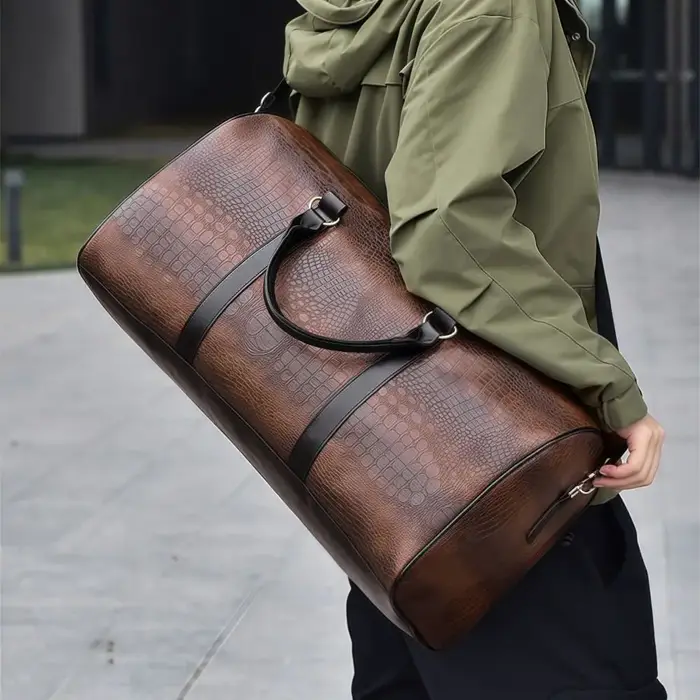 Sac de voyage en cuir PU texturé Crocodile