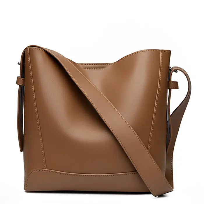 Sac à bandoulière pour femme en cuir véritable marron