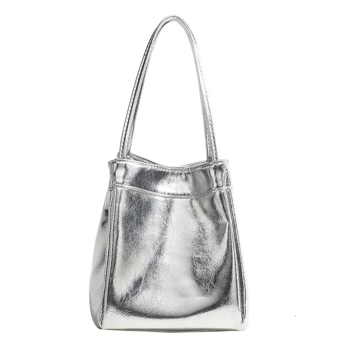 Sac seau argenté pour femmes, nouvelle boîte à déjeuner Simple et à la mode, Niche Texture de style 