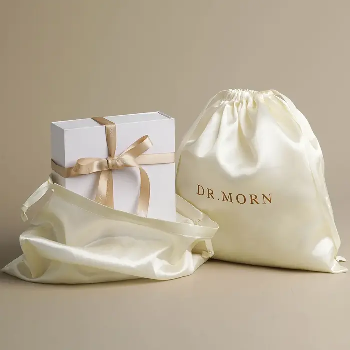 Sac en satin de soie avec cordon de serrage, sac d'emballage pour vêtements, bijoux, soins de la pea
