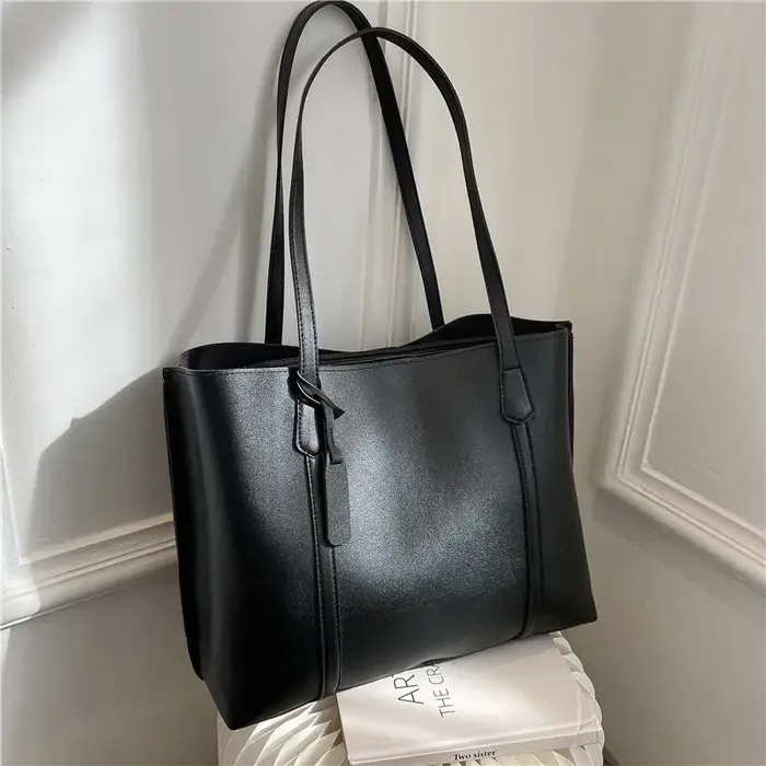 Sac fourre-tout classique en similicuir noir, sac à main de grande capacité, sacs à bandoulière avec