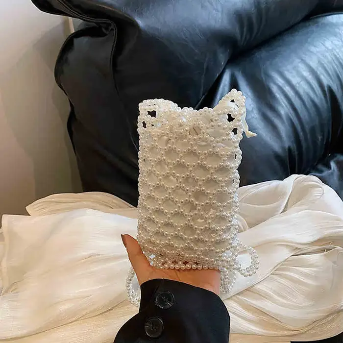 Sac à perles pour femmes, Design de luxe, Mini téléphone, sacs à bandoulière simples, perles, chaîne