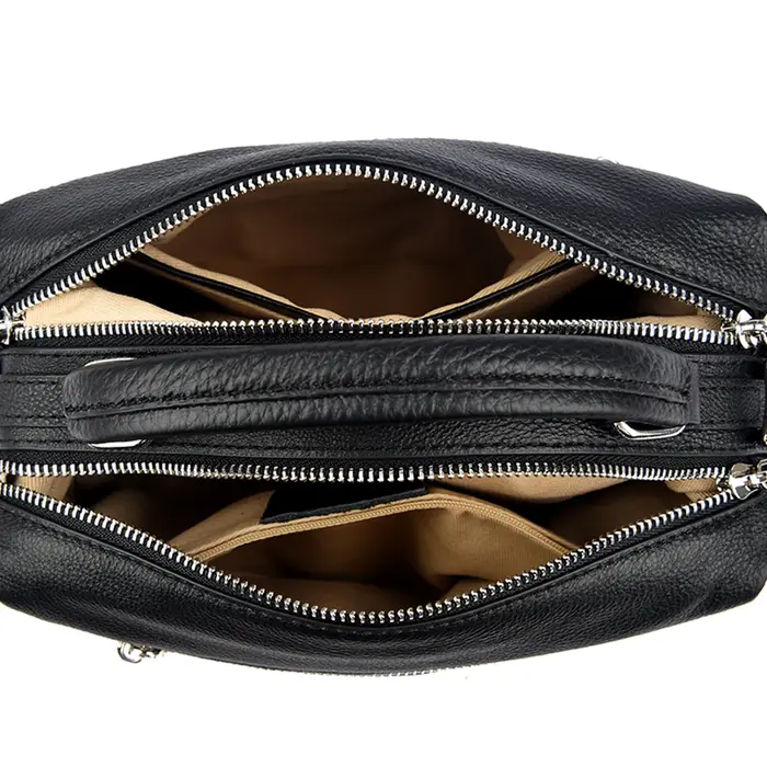 Sac Boston en cuir véritable noir