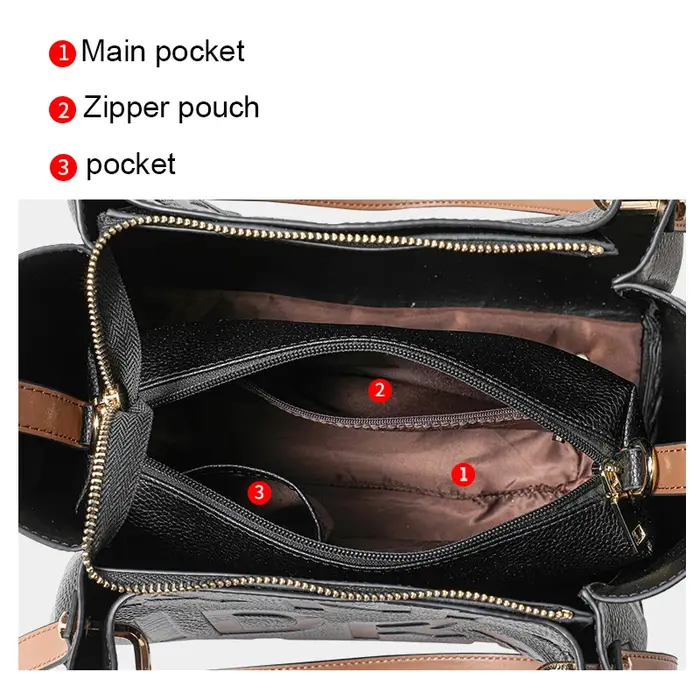 Sac à main pour femme noir haut de gamme en cuir de vache de haute qualité avec grande capacité et imprimé de lettres