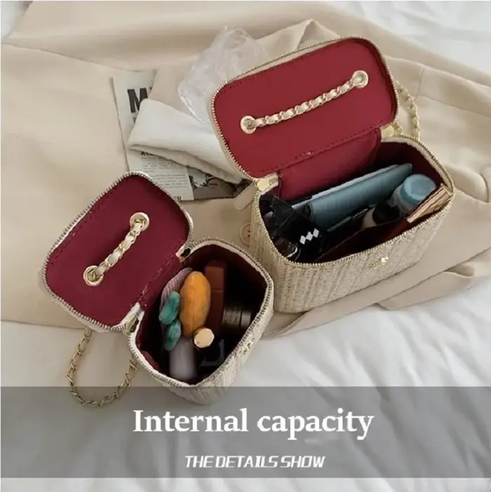 Mini sac à bandoulière seau en paille pour femmes