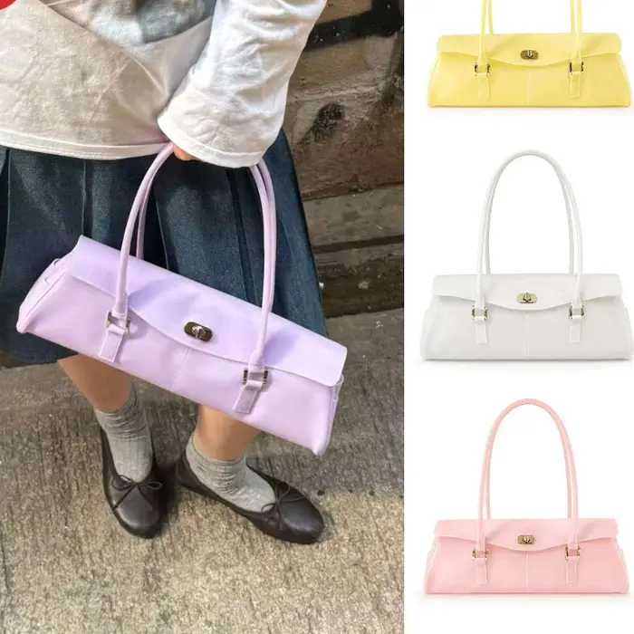 Sac bandoulière texturé en PVC à pois et blocs de couleur