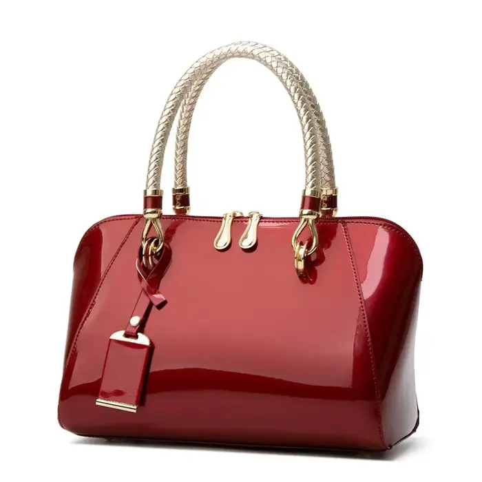 Sac à main Boston en cuir brillant pour femme