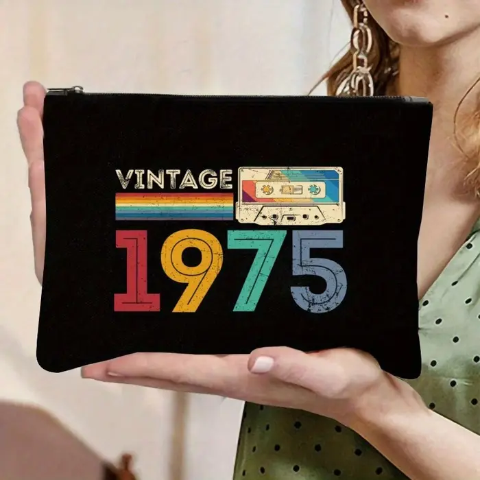 Vintage 1975 Cassette ruban conception sac de maquillage organisateur de voyage femmes sac cosmétique stockage nostalgique accessoire cadeau de vacances
