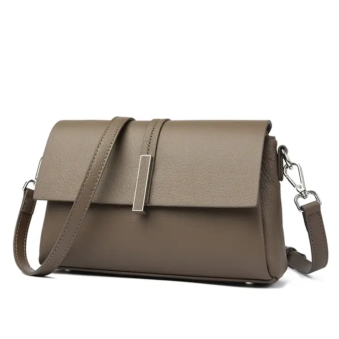 Sac à bandoulière pour femme en cuir véritable marron