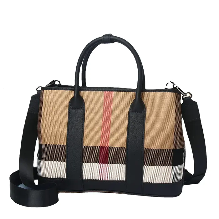 Sac fourre-tout en cuir et toile grande capacité pour femme – Nouvelle collection vintage à carreaux Garden – Tendance et spacieux – Offre du moment