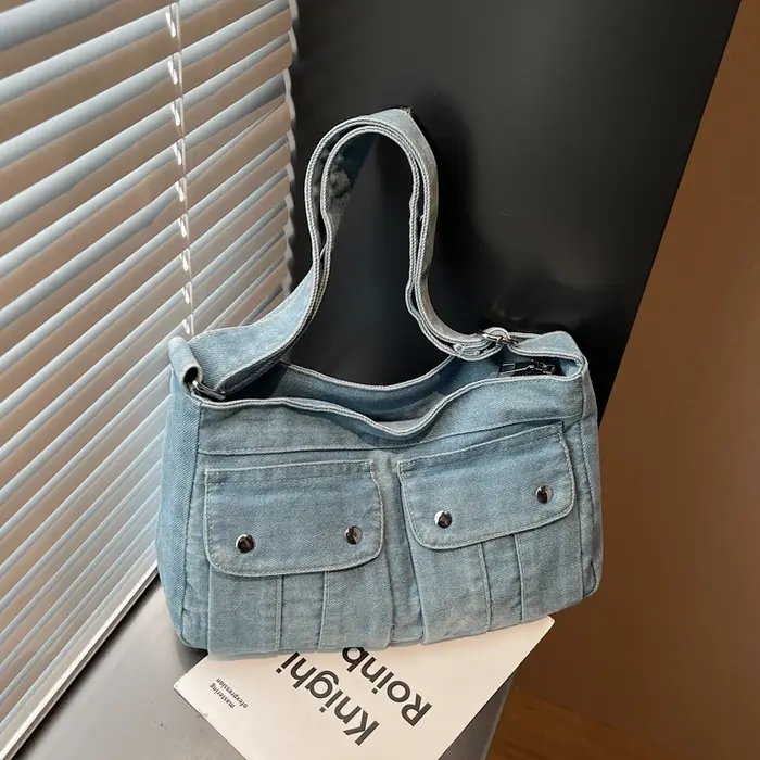 Sacs à bandoulière en Denim avec fermeture éclair