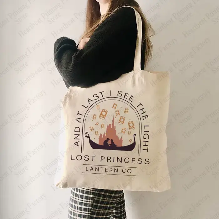 Raiponce Lost Princess Pattern Sac fourre-tout en toile Lanterne Co. Sac à bandoulière pour femmes,