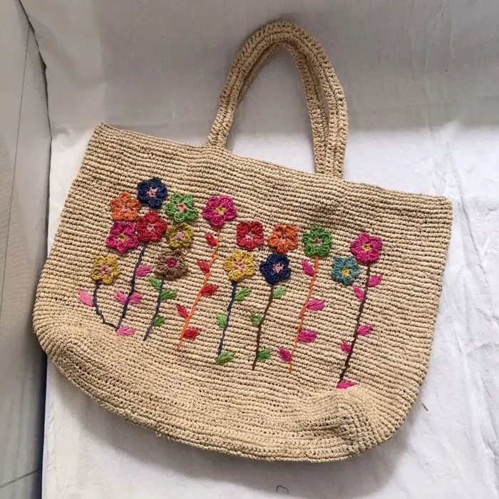 2025 raphia 3d Rose sac à main tissé