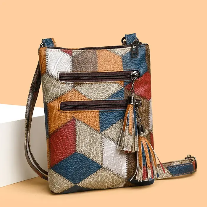 Sac à main rétro en cuir souple PU multi-poches