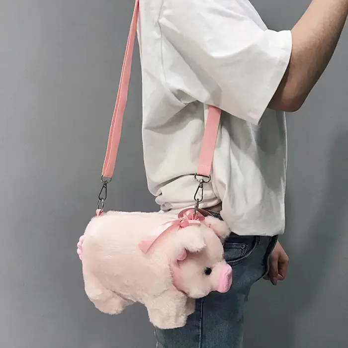 Sac en peluche porcelet rose Version coréenne grande capacité dame sac à bandoulière dessin animé Ins mignon poupée sac