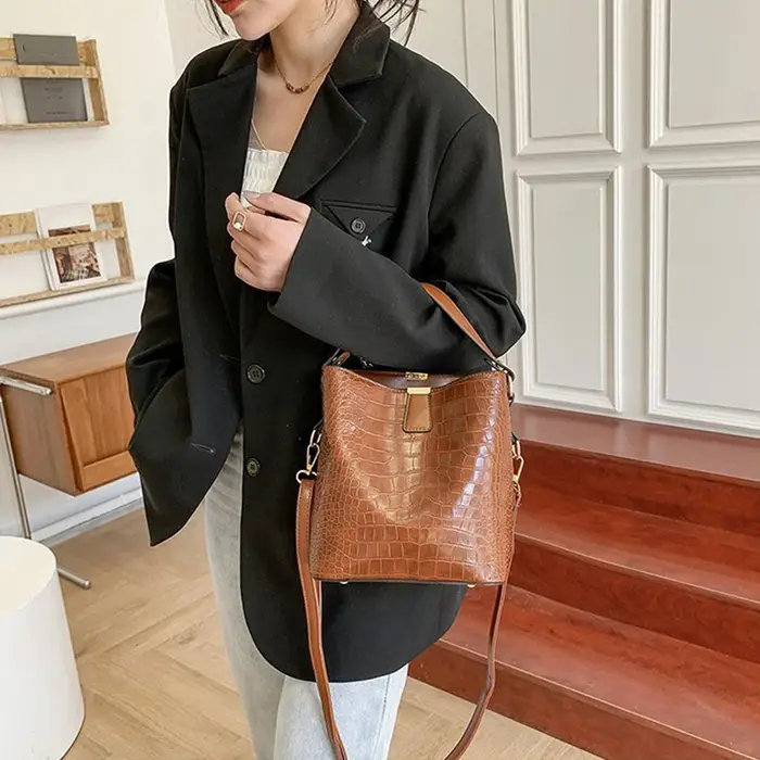 Sac à main vintage en cuir d'alligator pour femmes