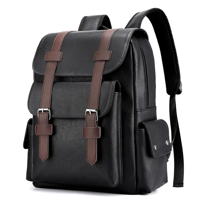 2023 Hommes Sac À Dos En Cuir PU Bagpack Grand Ordinateur Portable Sacs À Dos Mâle Mochilas Noir Cartable Pour Adolescents Garçons Marron Sac A Dos