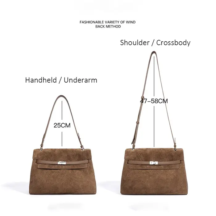 Sac à main en cuir véritable suédé pour femme