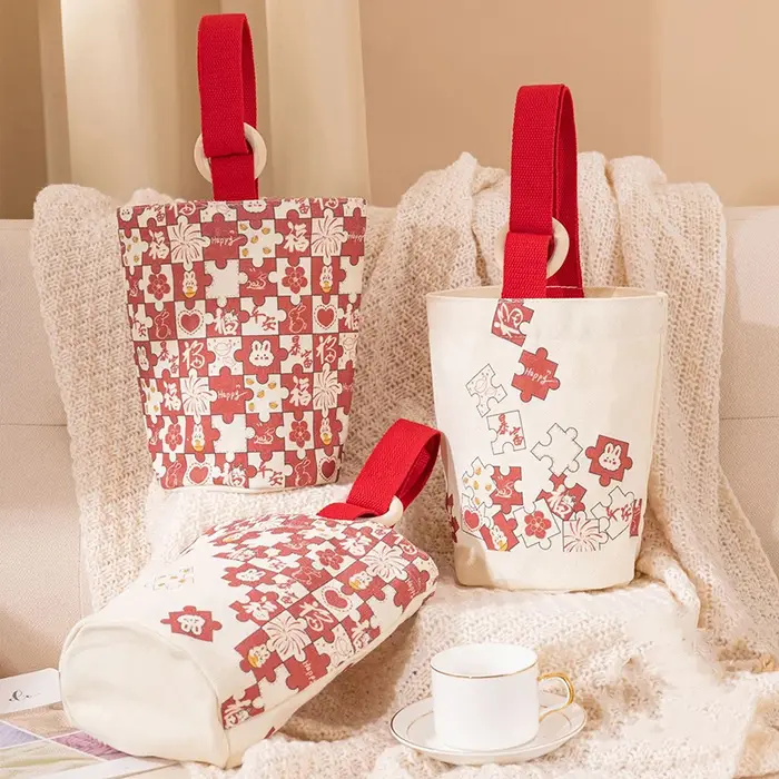 Mini sac à main en toile avec motif de puzzle